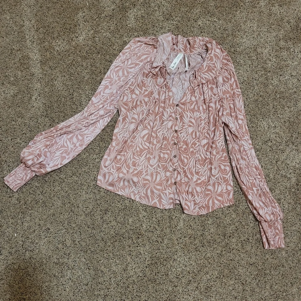 Anthroplogie Top Florance Balducci Femme Collared Blouse Size Large Romantic - Picture 4 of 8